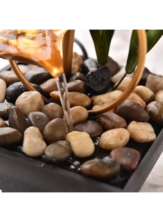 Tabletop Water Fountains for Home Office Décor – Desktop Waterfall Leaf Fountains Deep Basin Natural River Rocks Indoor Zen Relaxation Sound Bedroom, Livingroom - Image 4